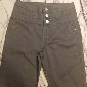 Refuge Grey High Waist Button up Skinny Pants